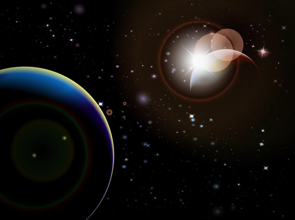 Eclipse - Fantasy ruimte scène - Vector, afbeelding