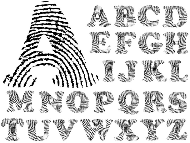 Fingerabdruck-Alphabet  - Vektor, Bild