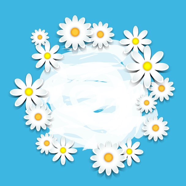 3D-daisies on blue card - Vector, Image