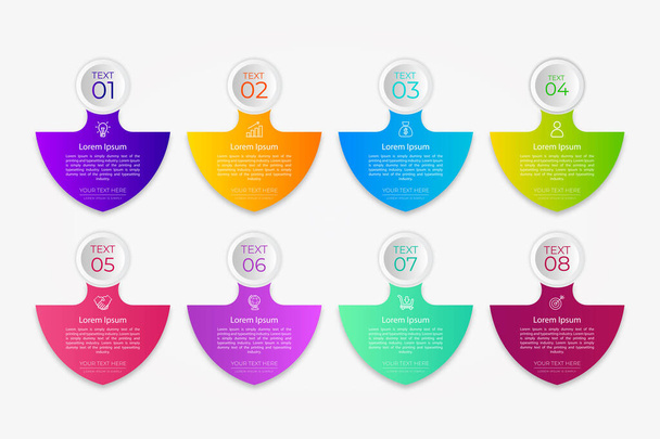 Diseño de plantillas de infografías empresariales de 8 pasos - Vector, imagen