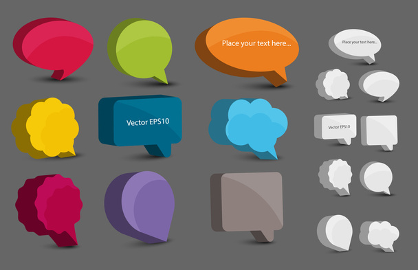 Colorful 3d bubble speech set - Vector, Image