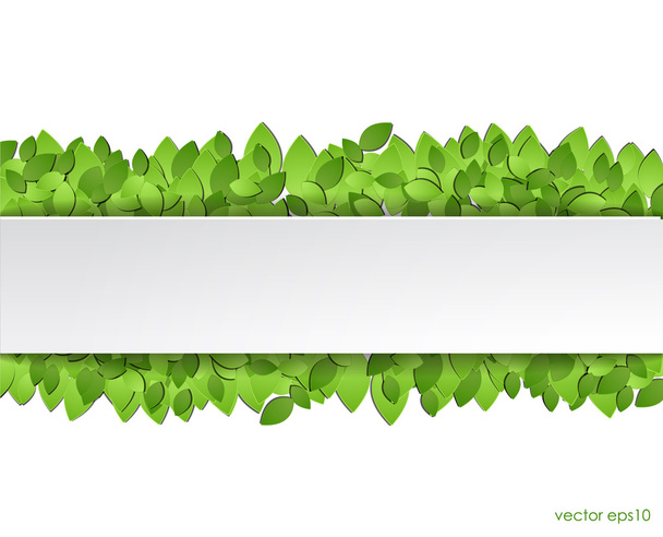 Papier grüne Blätter mit weißem Aufkleber - Vektor, Bild