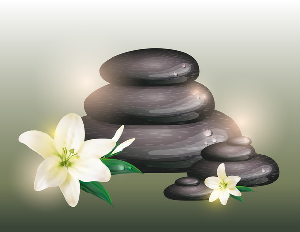 Spa background with white flowers and stones - Vector, Image