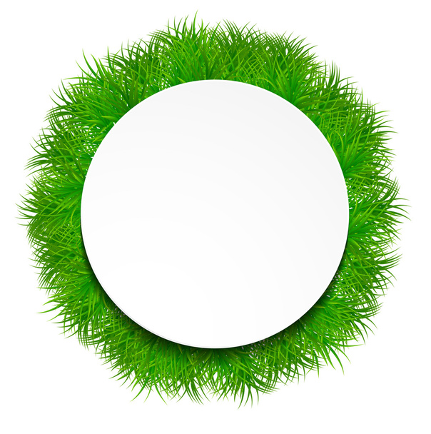 realistischer Graskreis mit weißem Aufkleber - Vektor, Bild