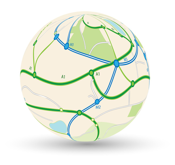 Globus z mapy drogowej - Wektor, obraz