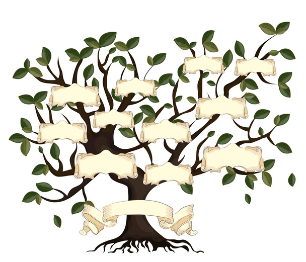 Ilustración de árbol genealógico con cintas vintage
 - Vector, Imagen