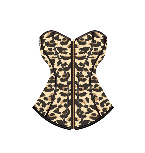 Corset femme marron imprimé léopard, vecteur - Vecteur, image