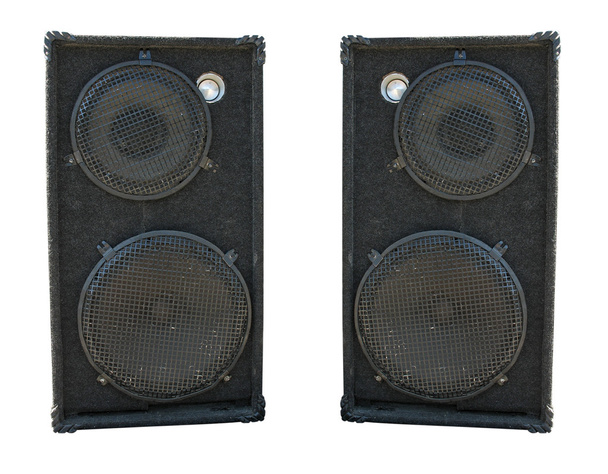 Old powerful stage concerto audio speakers isolated - Photo, Image