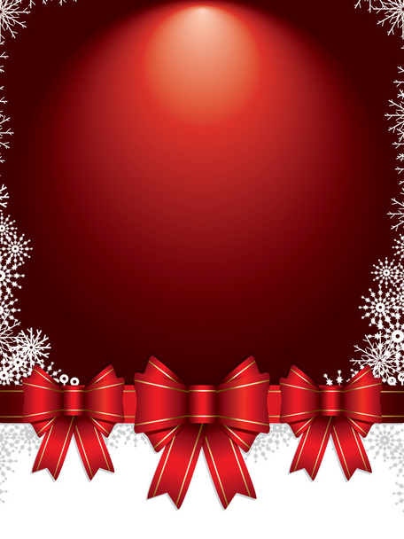 Christmas background with bows and snowflakes - Vector, Image
