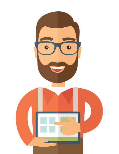 Man holding a screen tablet - Vector, afbeelding