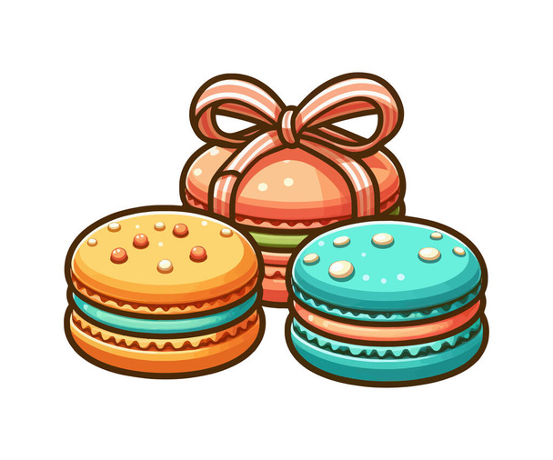 Cartoon macaroons isolated on a white background. Vector illustration. - Vector, Image