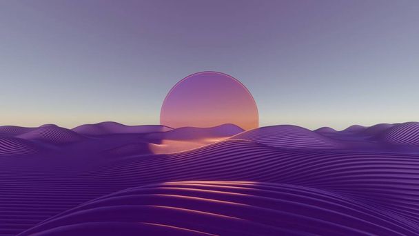 3D minimalistinen animaatio retro aalto vibe, featuring pastellivärit, geometriset muodot, ja futuristinen, nostalginen tunnelma - Valokuva, kuva