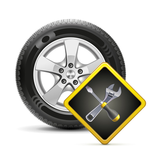 Wheel and sign, vector - Vector, Image