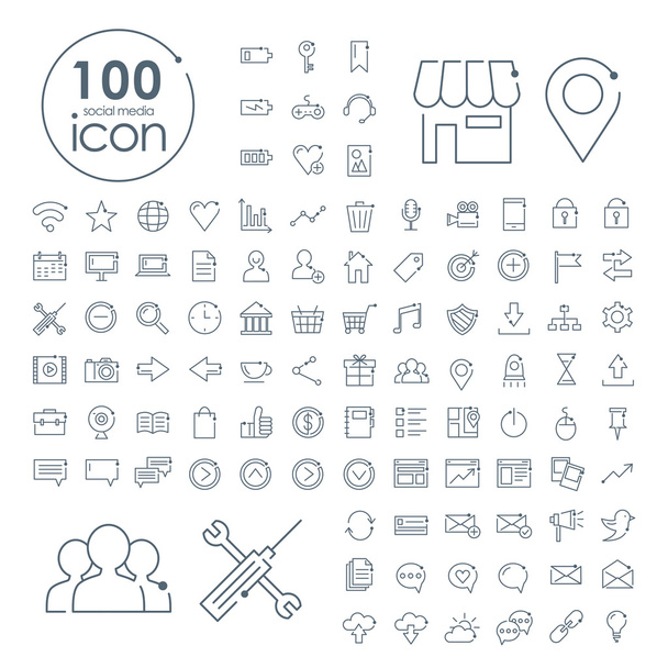 100 iconos de redes sociales
 - Vector, Imagen