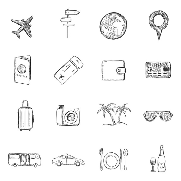 Set di icone di viaggio e vacanza Sketch
 - Vettoriali, immagini