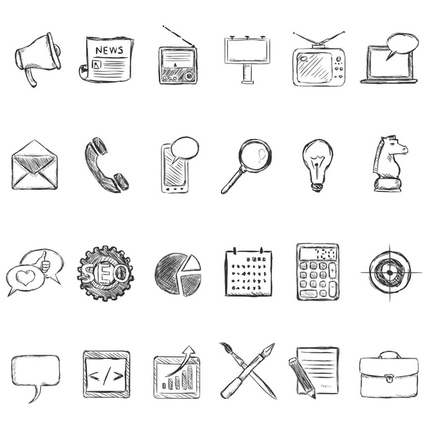 Set of Sketch Advertising Icons - Vector, Image