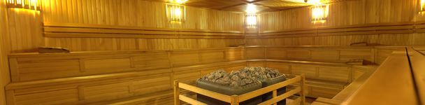 Panoramic view of the empty log sauna - Photo, Image