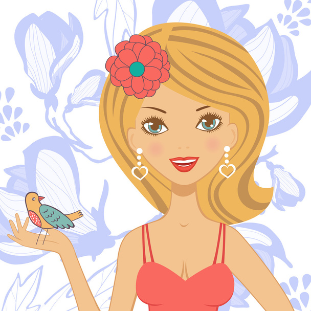 Illustration of beautiful young woman - Vector, Image
