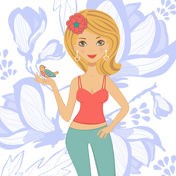 Illustration of beautiful young woman - Vecteur, image