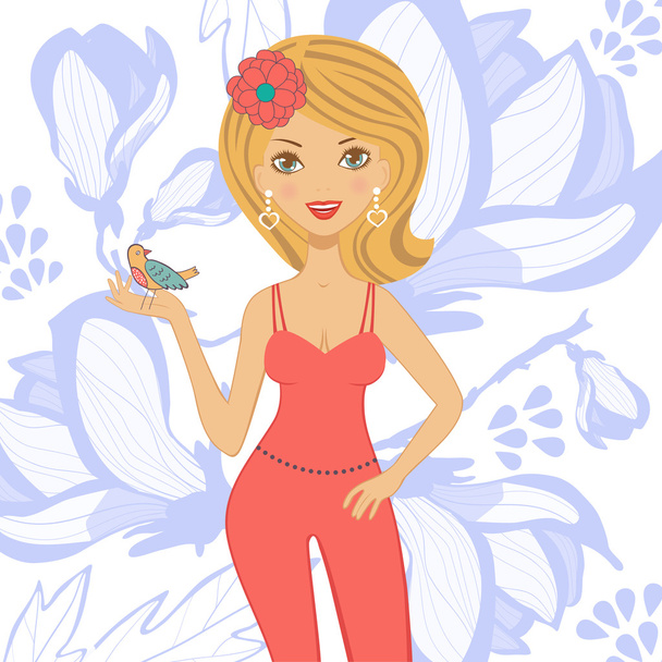 Illustration of beautiful young woman - Vecteur, image