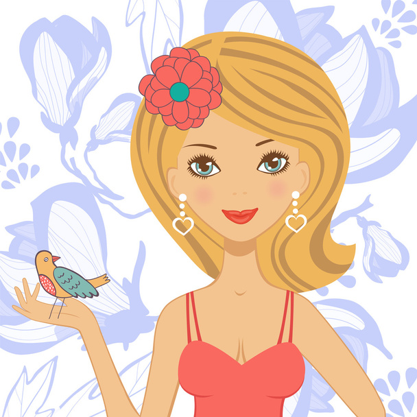 Illustration of beautiful young woman - Vector, imagen
