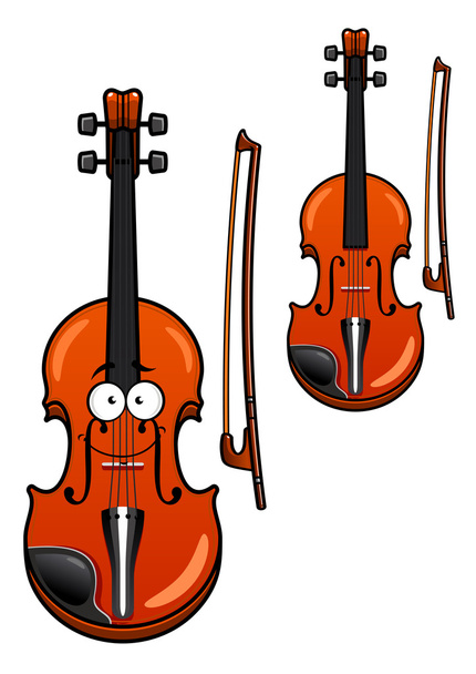 Smiling cartoon violin character with bow - Vector, Image