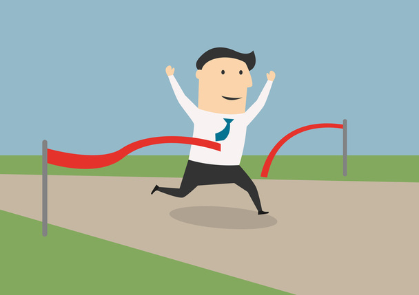 Businessman crossing the finish line - Vector, Image