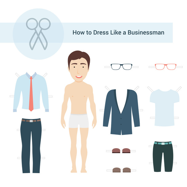 How to Dress like a Businessman Vector Set - Vector, Image