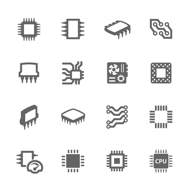 Čipy a Microscheme ikony - Vektor, obrázek