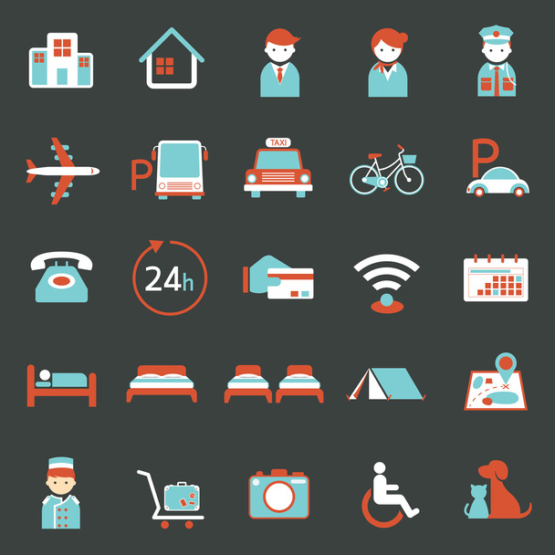 Hotel Accommodation Amenities Services Icons Set A - Vector, Image