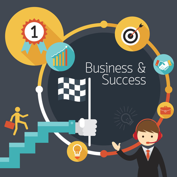 Επιχειρηματική ιδέα, σκάλα για επιτυχία, πλαίσιο - Διάνυσμα, εικόνα