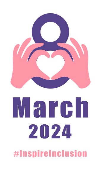 Uluslararası Kadınlar Günü konsept posteri. İlham verici kadın illüstrasyon geçmişi. 2024 Kadın Günü Kampanya Teması - InspireInclusion - Vektör, Görsel