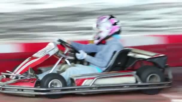 Boys having race in carting - Footage, Video