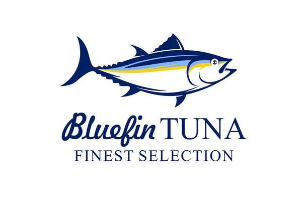 Mavi yüzgeçli ton balığı rozet logosu, mavi yüzgeçli ton balığı amblemi. - Vektör, Görsel