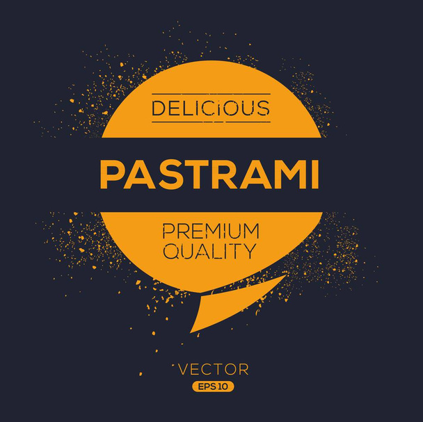Pastrami Sticker Design, Vektorabbildung. - Vektor, Bild