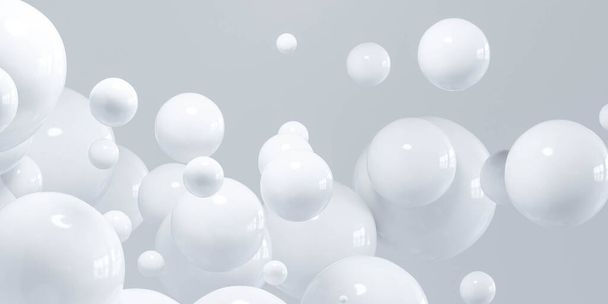 Коллекция из нескольких белых пузырьков изящно плавающих в воздухе, создавая визуально захватывающую сцену. - Фото, изображение