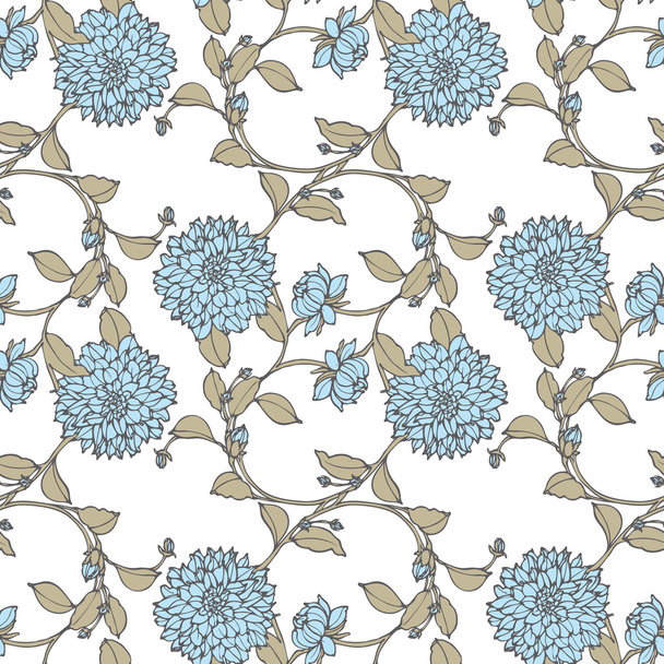 Nahtloses Muster mit Chrysanthemenblüten - Vektor, Bild