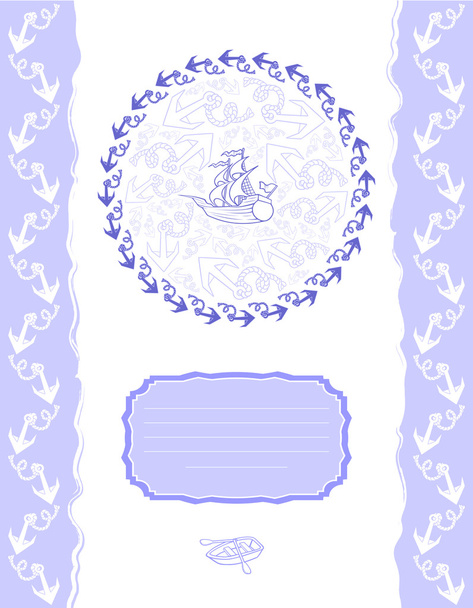 Template for greeting cards, flyers or business cards with anchors. - Vector, afbeelding