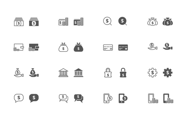 Контур денег и набор иконок
 - Вектор,изображение