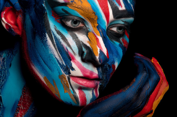 Paint on his face. - Photo, Image