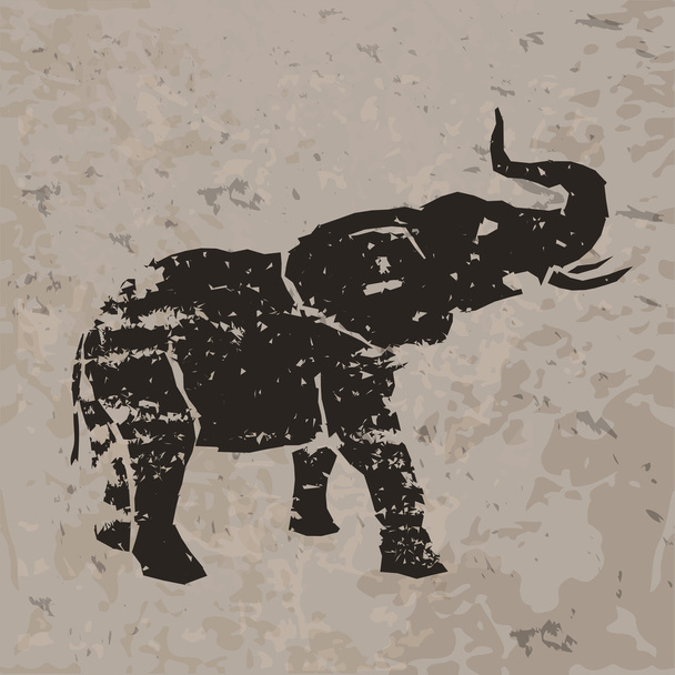 Elefante dibujando sobre roca
 - Vector, imagen