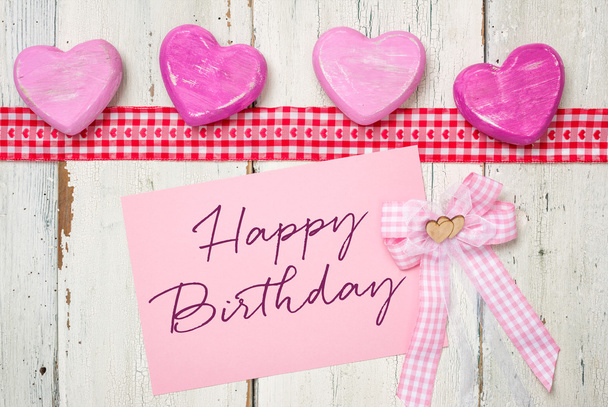 Boldog születésnapot felirat rózsaszín kártya - Fotó, kép