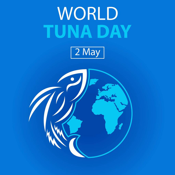 Ton balığı kemikleri ve toprak grafiği, uluslararası gün, dünya tuna günü, kutlama, tebrik kartı vs. için mükemmel.. - Vektör, Görsel