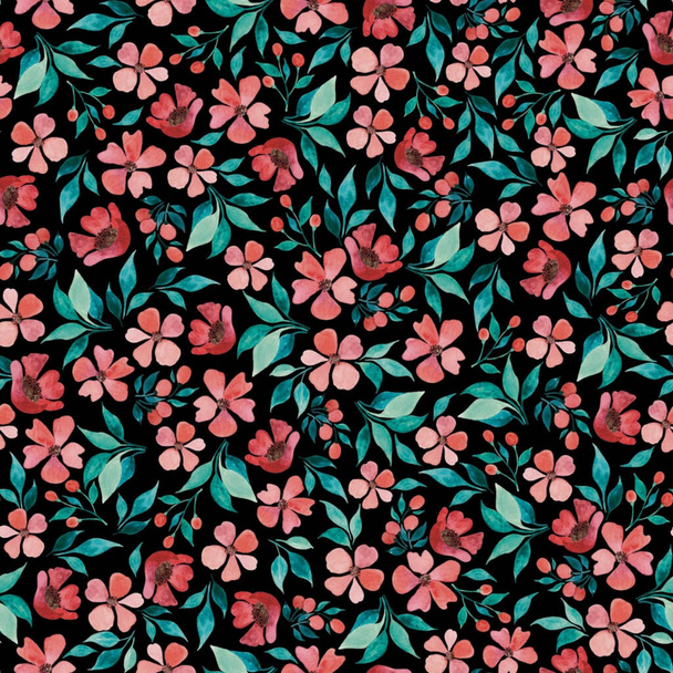 patrón sin costuras impresión textil diseño floral arte tela ilustración - Foto, Imagen