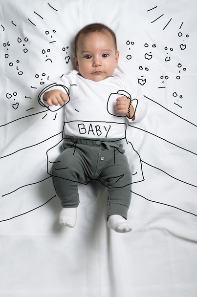Cute baby boy decorated as a boxer - Foto, Bild