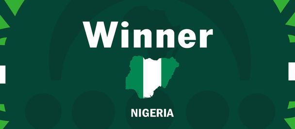 Nigéria Nyertes Térkép Zászló Afrikai Nemzetek 2023 Csapatok Emblem Országok Afrikai Labdarúgás Szimbólum Logó Design Vektor Illusztráció - Vektor, kép