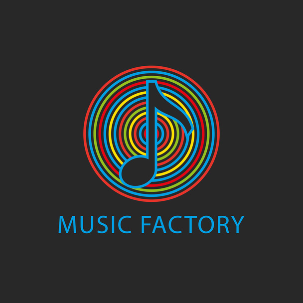 Музыкальный красочный шаблон логотипа на черном фоне
 - Вектор,изображение