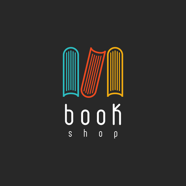 Logo de la tienda de libros sobre fondo negro
 - Vector, Imagen
