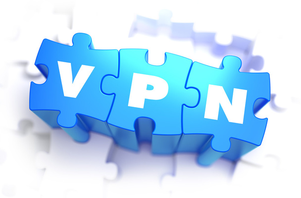 VPN - bílé slovo na modré hádanky. - Fotografie, Obrázek