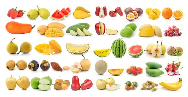 conjunto de frutas aisladas sobre fondo blanco - Foto, imagen